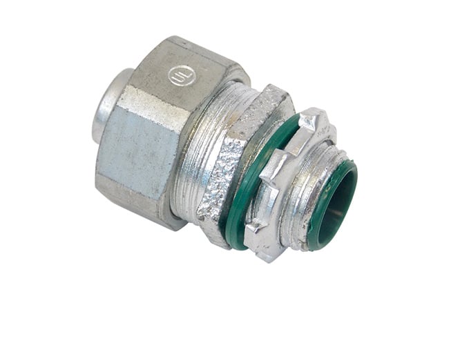 LT38-ICKON Straight Liquid Tight Connector With Insulated Throat, 3/8 in Trade, Malleable Iron, Zinc Plated