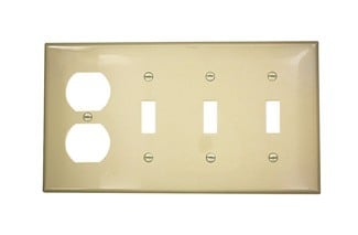80743-I Standard Size Combination Wall Plate, 4 Gangs, 8.19 in W x 4.5 in H, Thermoplastic, Ivory