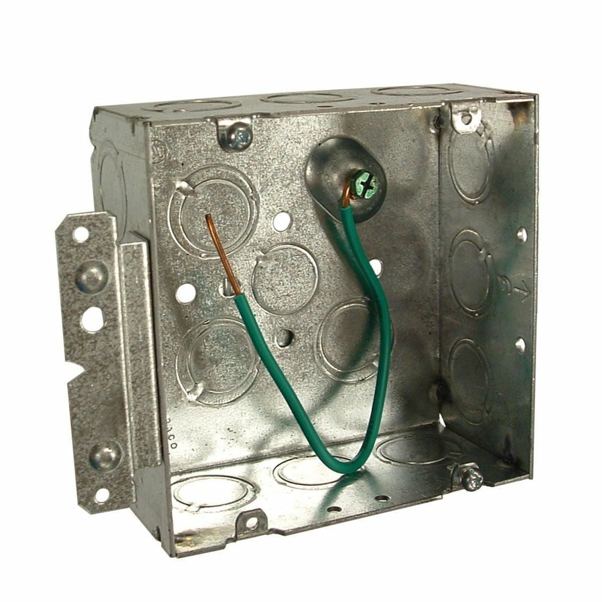 257H Square Box, Steel, 42 cu-in Capacity, (16) Knockouts, 4-11/16 in H x 4-11/16 in W x 2-1/8 in D