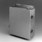 Eaton B-Line series JIC panel enclosure, 8" height, 4" length, 8" width, NEMA 4X, Screw cover, 4XSS6LC enclosure, Wall mount, Small single door, External mounting feet, 316 stainless steel, Seamless poured in-place gasket