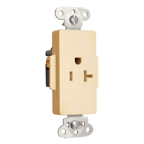 TR26361I 20 Amp 125V Spec-Grade Decorator Duplex Receptacle, Back and Side Wire, Ivory