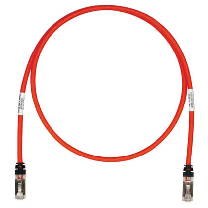 STP6X12RD-Q PanNet TX6A 10Gig Class EA Patch Cord, Cat 6A, 26 AWG S/FTP Copper/Stranded Conductor, RJ45 Modular Plug x Modular Plug Connector, 12 ft L Cord