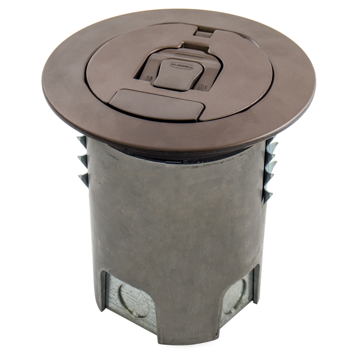 AFBS1R4BRZ Floor Box With Plated Antique Bronze Coated Cover, Composite, 5 Knockouts, 5.65 in H