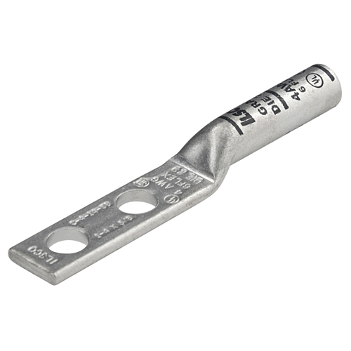 CLND-4-14-58 SureCrimp CLND 2-Hole Lug Compression Connector, 4 AWG Copper Conductor, Die Code: I-29, 1/4 in Stud