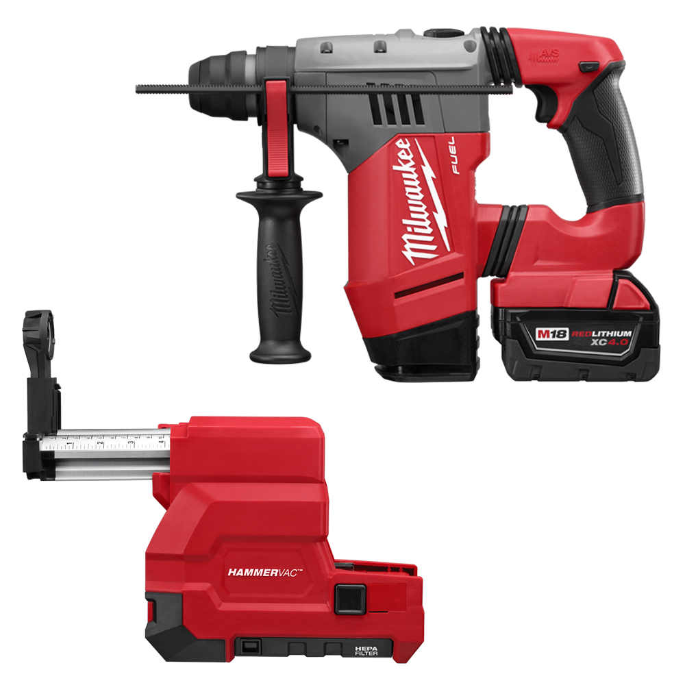 2715-22DE M18 Fuel Cordless Rotary Hammer Kit, 1-1/8 in Keyless/SDS Plus Chuck, 18 V DC, 1350 rpm No-Load, Li-Ion Battery