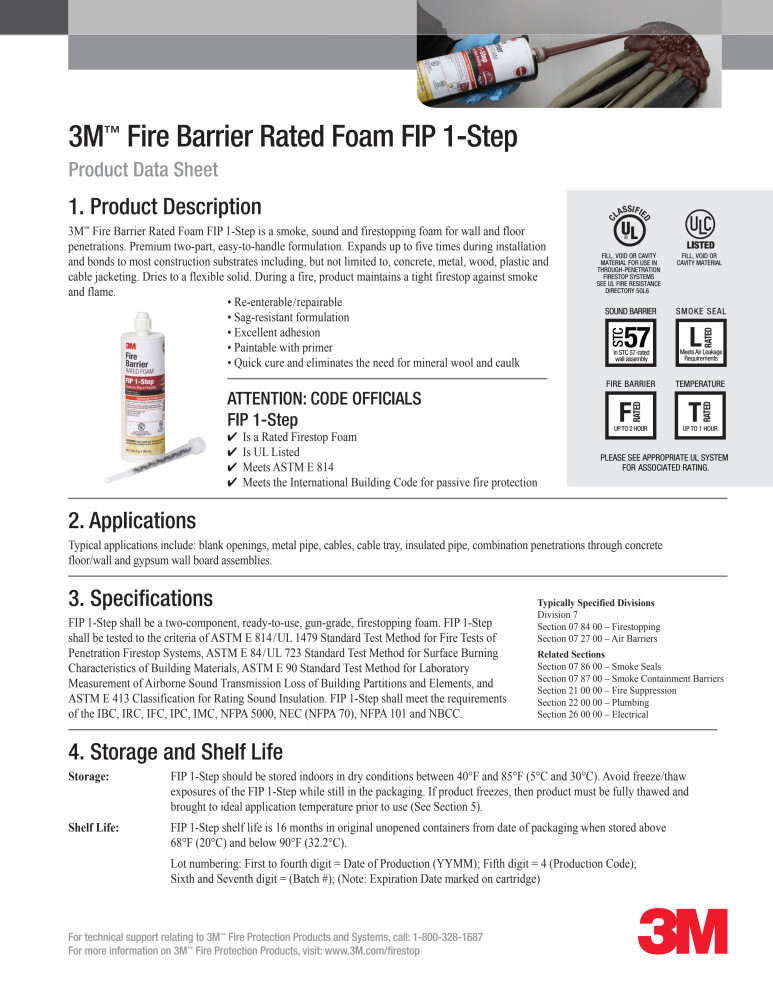 3M Fire Barrier Rated Foam FIP 1-Step