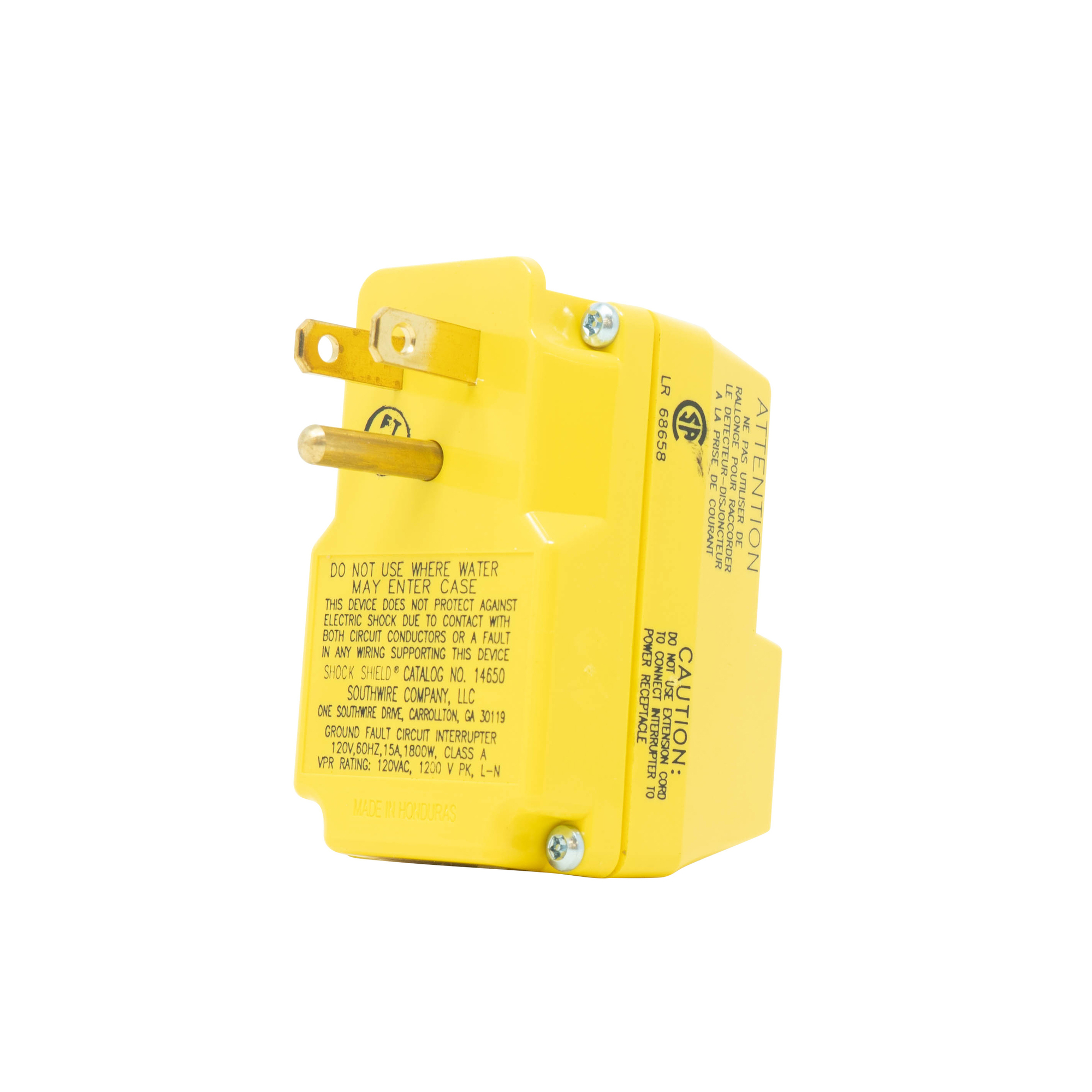 14650013-6 Surge Guard GFCI Outlet Adapter, 120 V AC, 15 A, NEMA 5-15R Receptacle