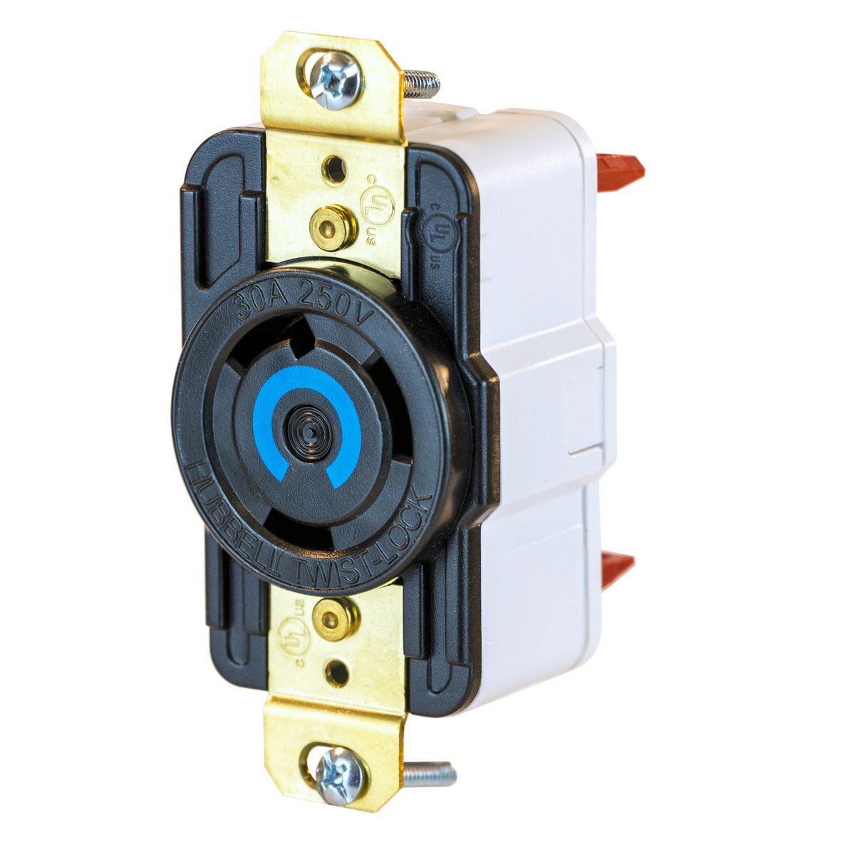 Twist-Lock Edge Receptacle with Spring Termination, 30A, 250V, L6-20R, Black