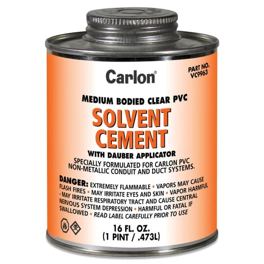 VC9962 Carlon Standard Conduit Cement, 32 oz Can, Liquid Form, Clear, 0.93