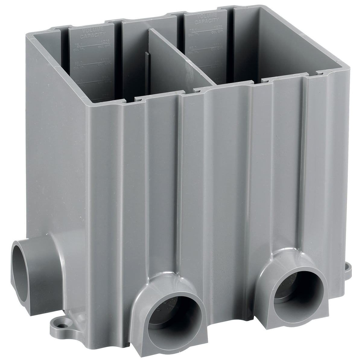 PFBRG2 Fully Adjustable Floor Box, Thermoplastic, 171.6 cu-in Capacity, 2 Gangs, (6) Knockouts, 6.8 in L x 5.41 in W x 6 in H