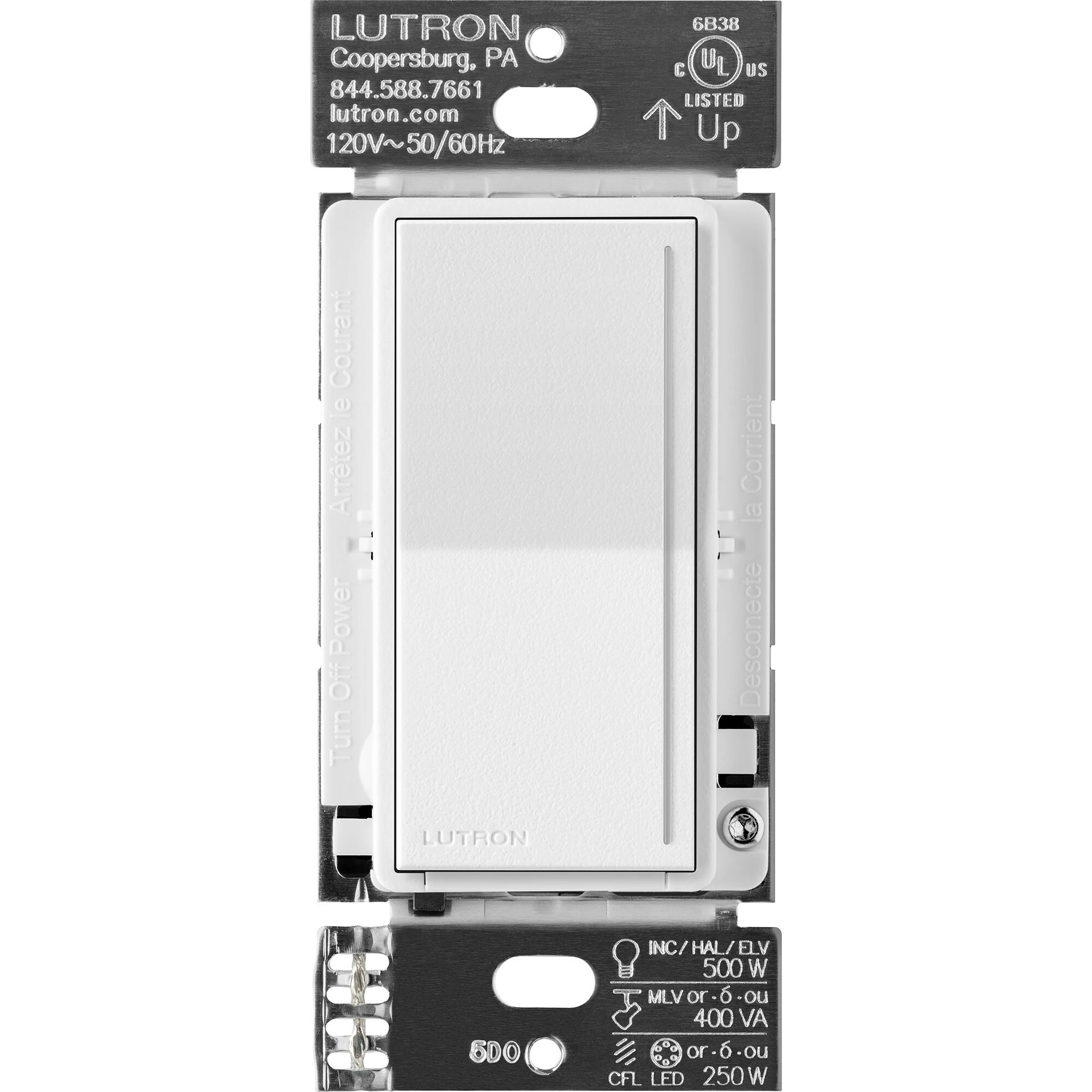 ST-PRO-N-SW Sunnata PRO LED+ Touch Dimmer, Phase Selectable, LED/MLV/ELV, 1 Pole/Multi-Location, Neutral Required, Snow