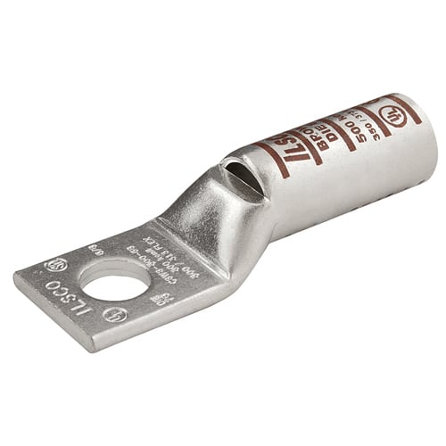 CLWS-3-516 SureCrimp 1-Hole Type CLWS Lug Compression Connector Sight Hole With Sight Hole, 6 to 3 AWG Flex Copper Conductor, Die Code: 29, 5/16 in Stud, Copper