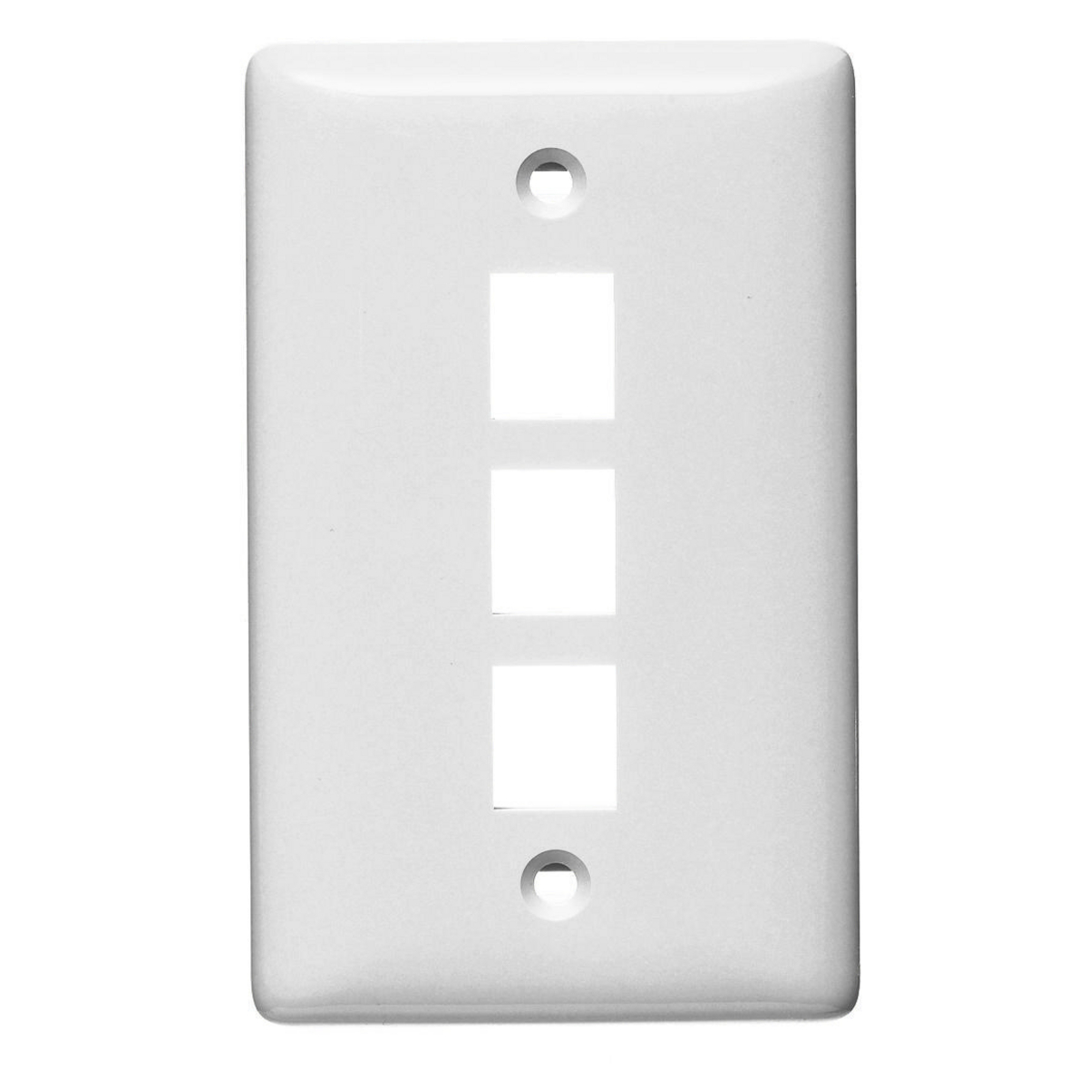NSP13W Rear Load Standard Molded Keystone Faceplate, 1 Gangs, 3 Ports, Audio/Video/Voice/Data/Multimedia Module, Fastened Mount, High-Impact Thermoplastic