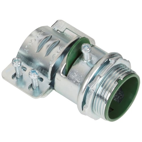 684-UI Bridgeport MC-FlEXFIT 680-UI Adjustable Endstop MC Cable Connector, 1-1/4 in Trade, 1 to 1.46 in Cable Openings, Steel, Zinc Plated