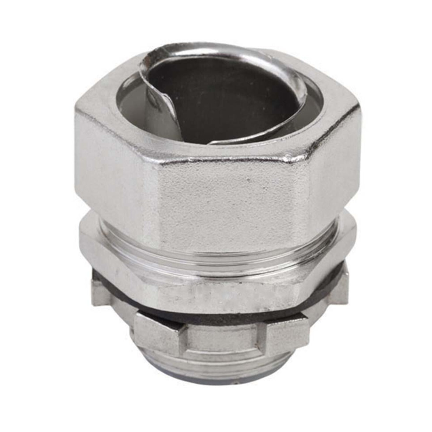 S60500FCS0 Male Straight Liquid Tight Conduit Connector, 1/2 in Trade, 316L Stainless Steel, #4 Polished