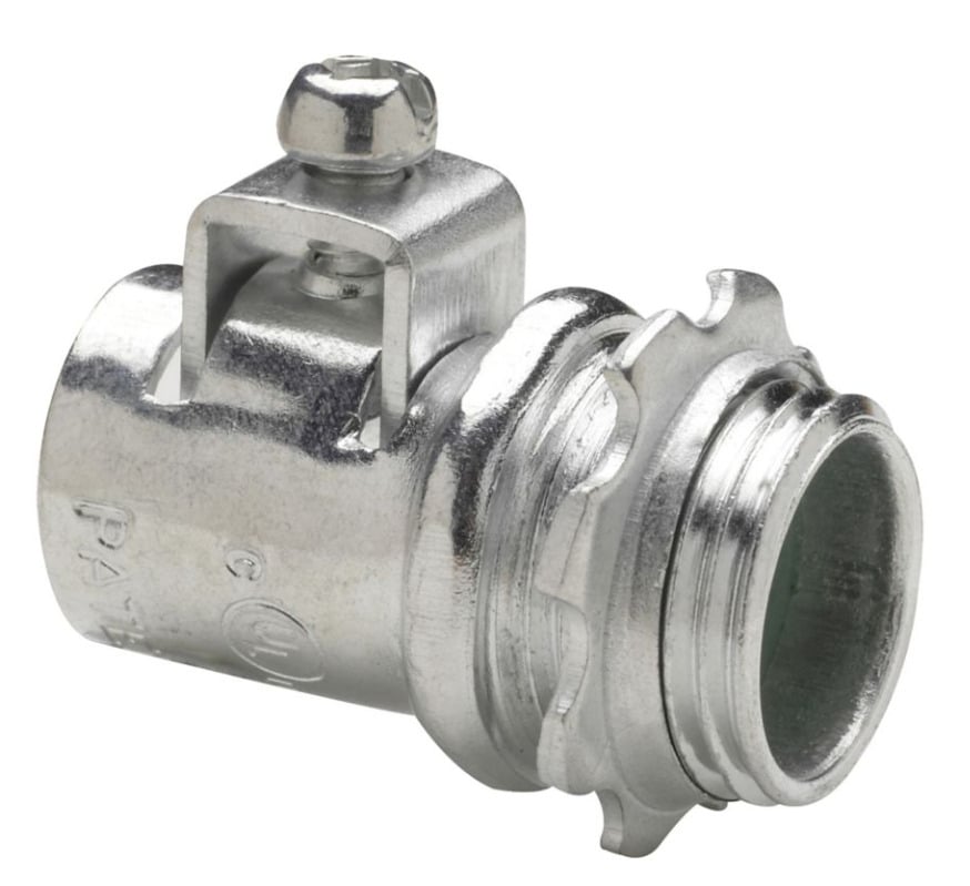 ACB75 Straight Conduit Connector, 3/4 in Trade, 0.68 to 1.11 in Cable Openings, Steel, Electro-Plated Zinc