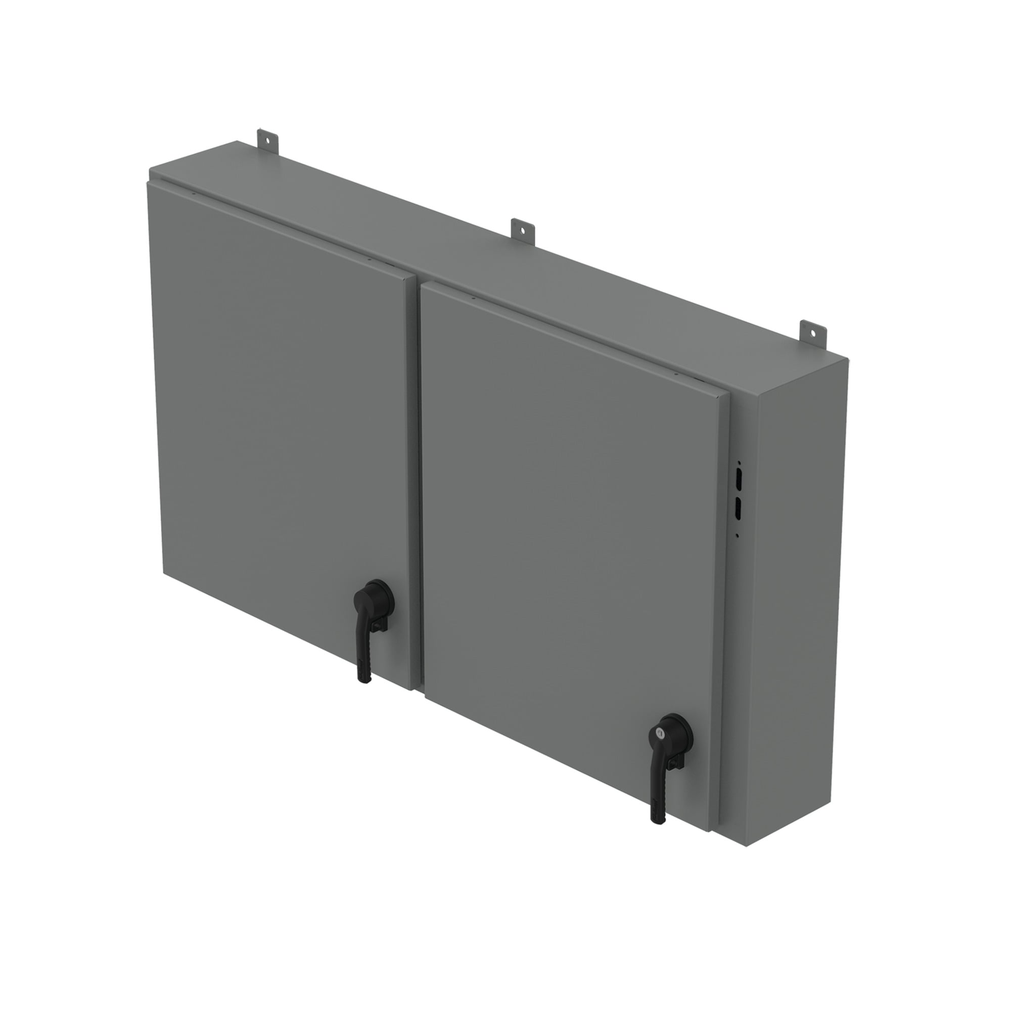 A30X2E5410 A26M2 2-Door Low Profile Disconnect Enclosure With Handle, 30 in L x 54-1/2 in W x 10 in D, NEMA 12/IP55 NEMA Rating, Steel