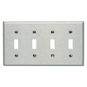 84012-40 Standard Size Traditional Wall Plate, 4 Gangs, 8.18 in W x 4.5 in H, 302 Stainless Steel