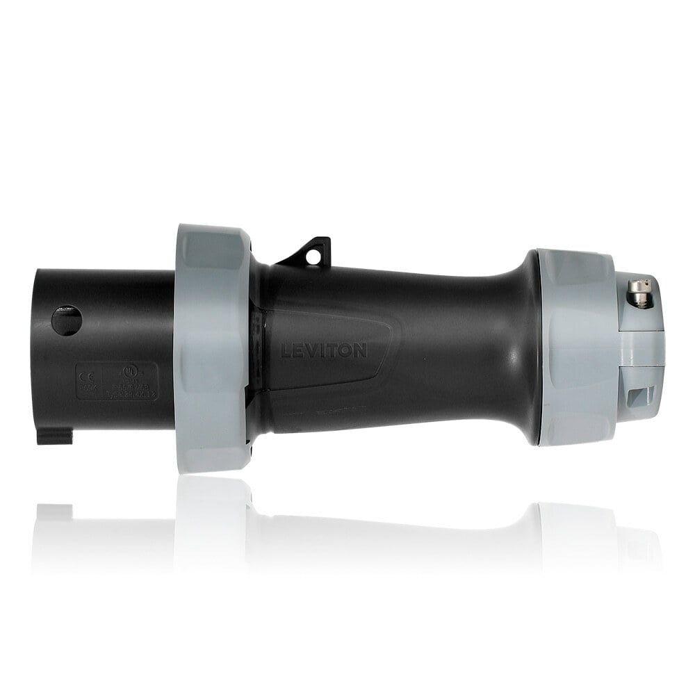 560P5WLEV LEV Series 3-Phase Dustight North American Rated Watertight Pin and Sleeve Plug, 347/600Y V AC, 60 A, 4 Poles, 5 Wires, Black