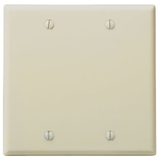 86025 Standard Size Blank Wall Plate, 2 Gangs, 4.56 in W x 4.5 in H, Thermoset Plastic, Ivory