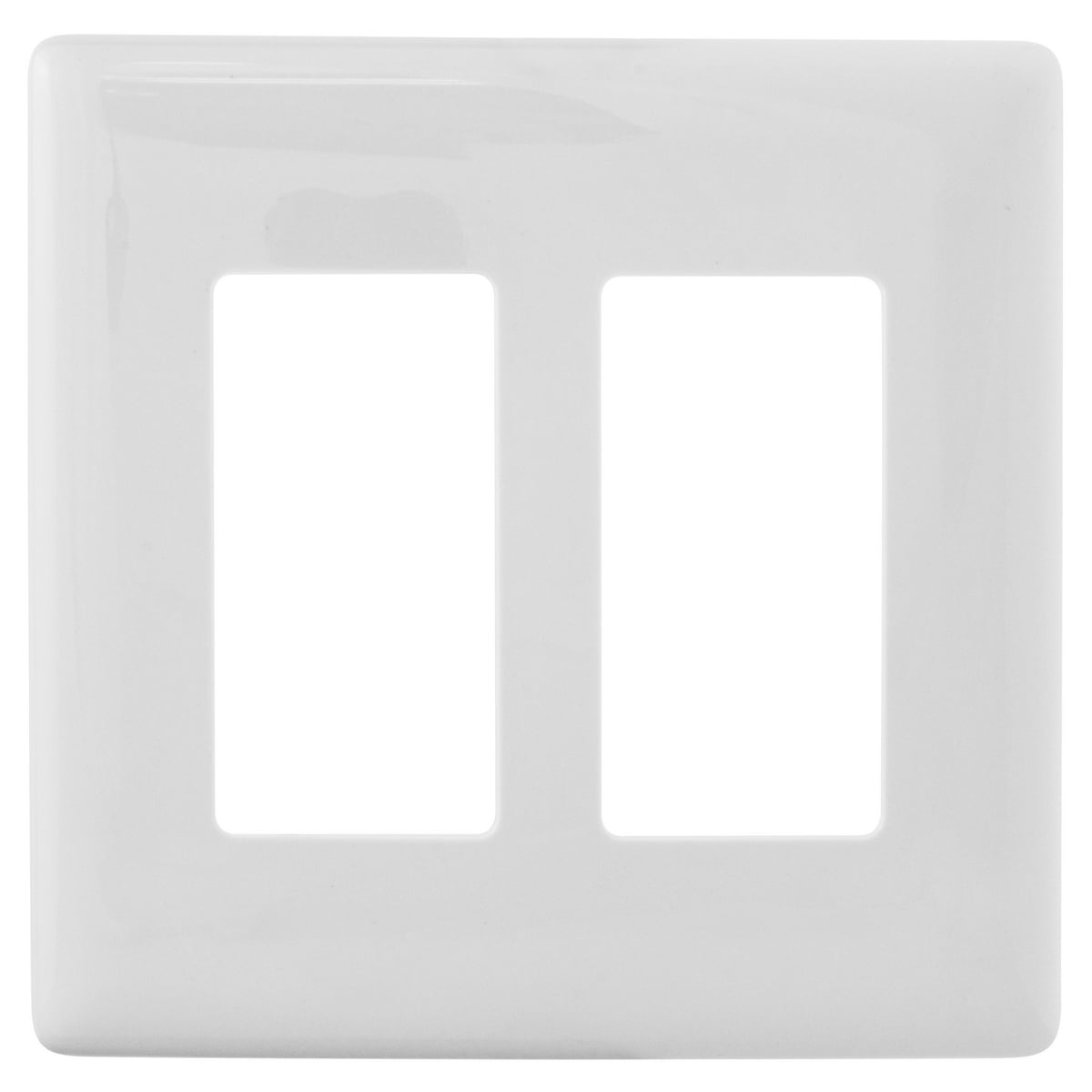 NPS262W Non-Metallic Standard Decorator Wall Plate, 2 Gangs, 4.81 in W x 4.75 in H x 0.25 in D, Polycarbonate, White