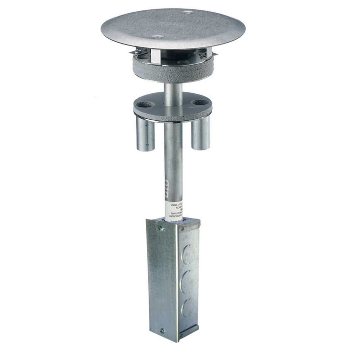 S1PT4X4FITJ 3-Piece Flush Standard Sized Poke-Through With Junction Box and (2) 3/4 in EMT Conduit Stem, 4 in Hole, 300 lb Capacity, Composite