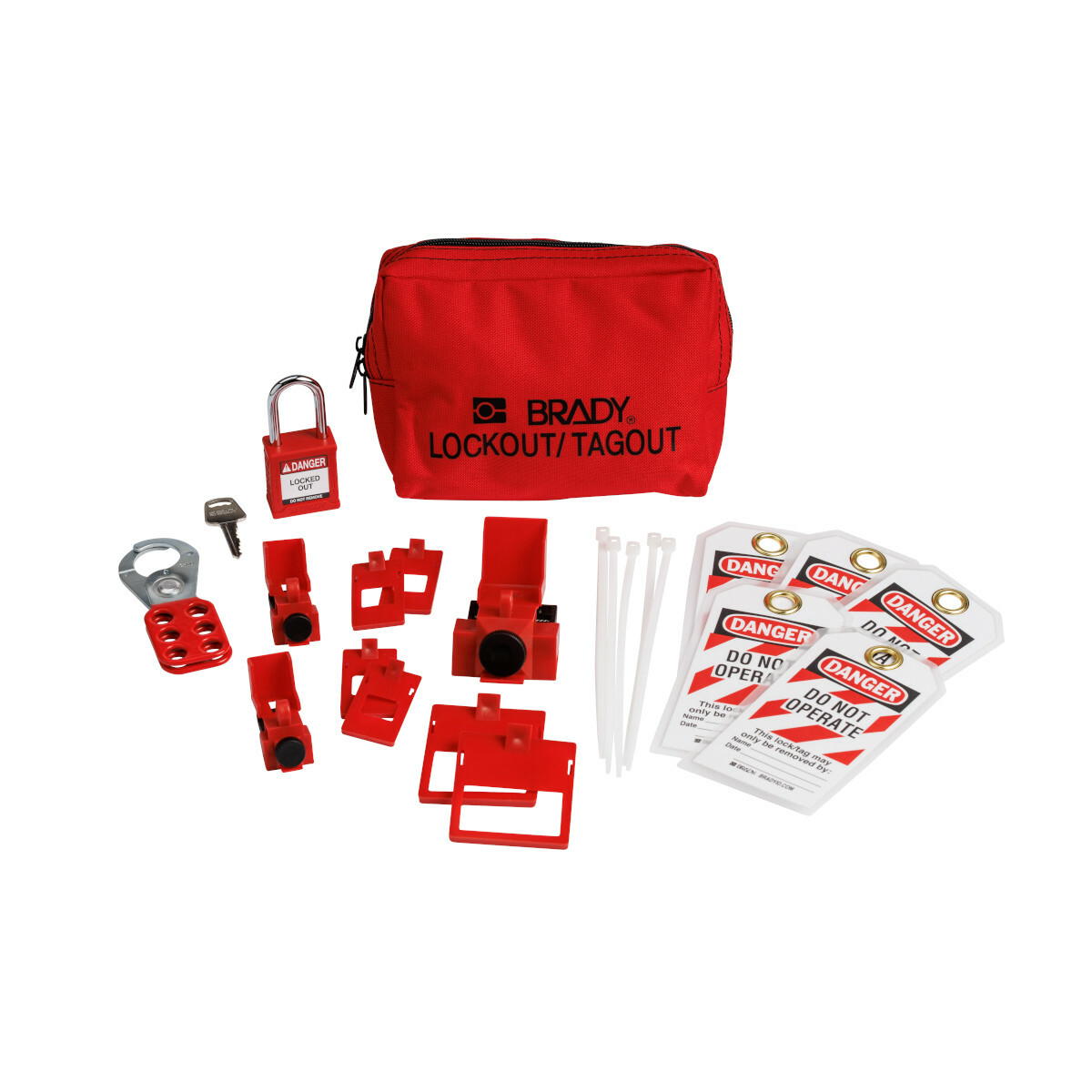 153669 Lockout, 5 in H x 7 in W x 2 in D, Language: English, French, Spanish