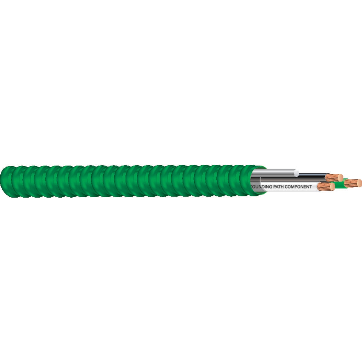 56083802 Type MCAP/THHN Interlocked Armored Cable, Reel Packaging, 600 V AC, (2) 10 AWG Solid Copper Conductor, 1000 ft L