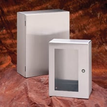 24248-SDWSS4 Premier 1-Window Door Slotted Electrical Enclosure, 24 in W x 8 in D x 24 in H, NEMA 4X/IP66 NEMA Rating, 304 Stainless Steel