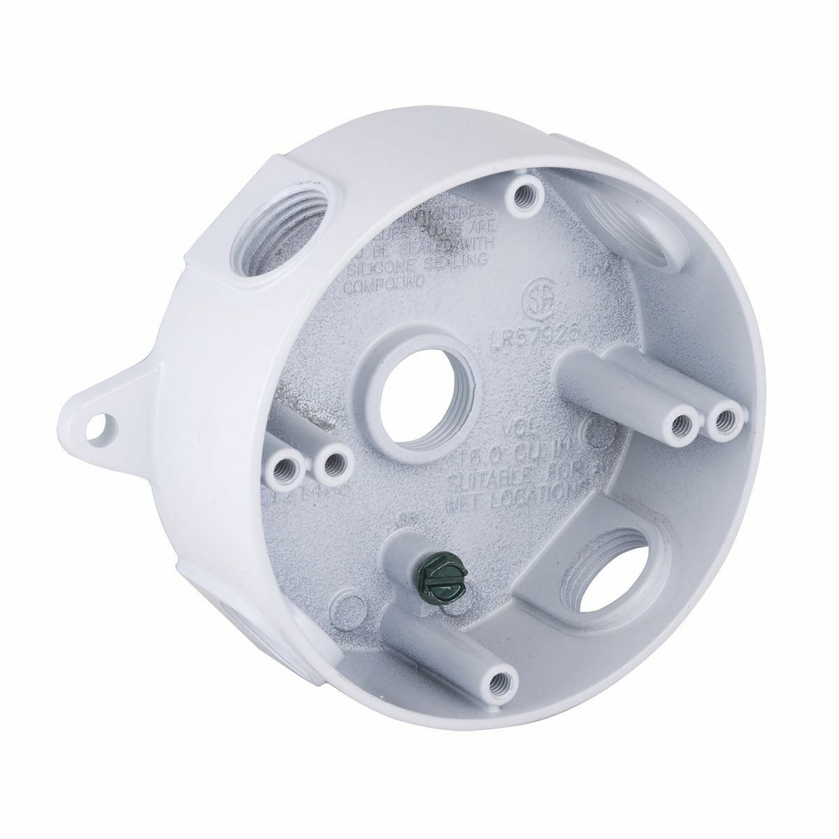 5361-1 Weatherproof Splice Box, Die Cast Aluminum, 16 cu-in, 5 Outlets