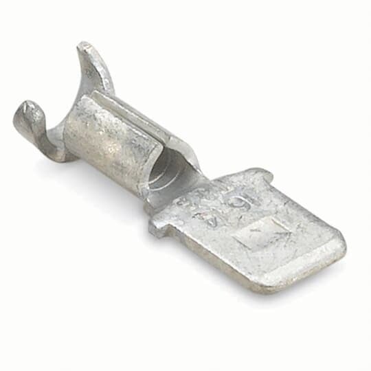 B14-250T Sta-Kon 250 Non-Insulated Male Tab, 20 to 14 AWG Conductor, 0.25 in W x 0.032 in THK Tab, Brazed Seam Barrel, Brass/Copper, Metallic