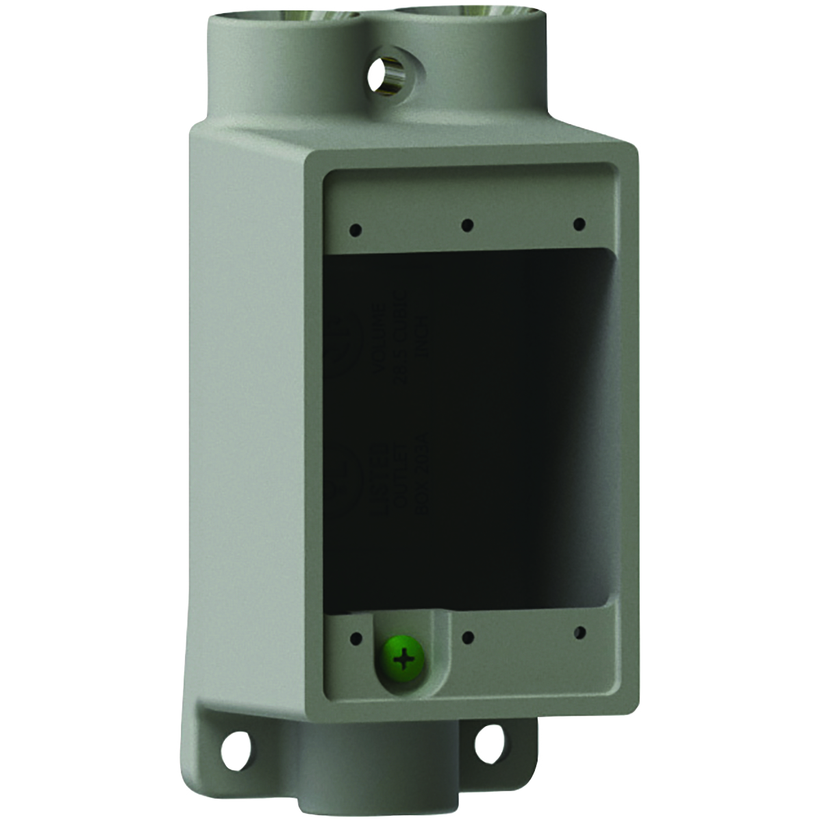 FDCC-2M F Series Type FDCC Deep Feed-Through Cast Device Box, Duraloy Iron, 28.5 cu-in Capacity, 1 Gangs, (1) Outlets, 6-3/8 in H x 2-7/8 in W x 2-7/8 in D