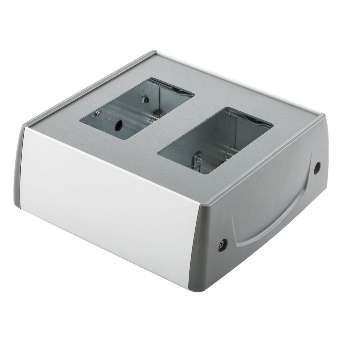 HBLFMD1P1D 1-Gang Power/1-Gang Data Device Box, 2.47 in L x 5.33 in W x 5.18 in H, Thermoplastic, Dark Gray