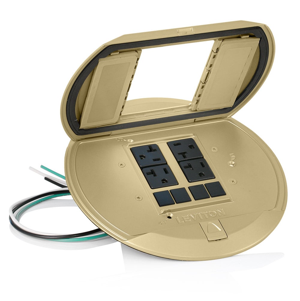PT544-2B Door-In-Door Pre-Wired Poke-Through Cover, 8.38 in Dia, Flip Lid Cover, Aluminum