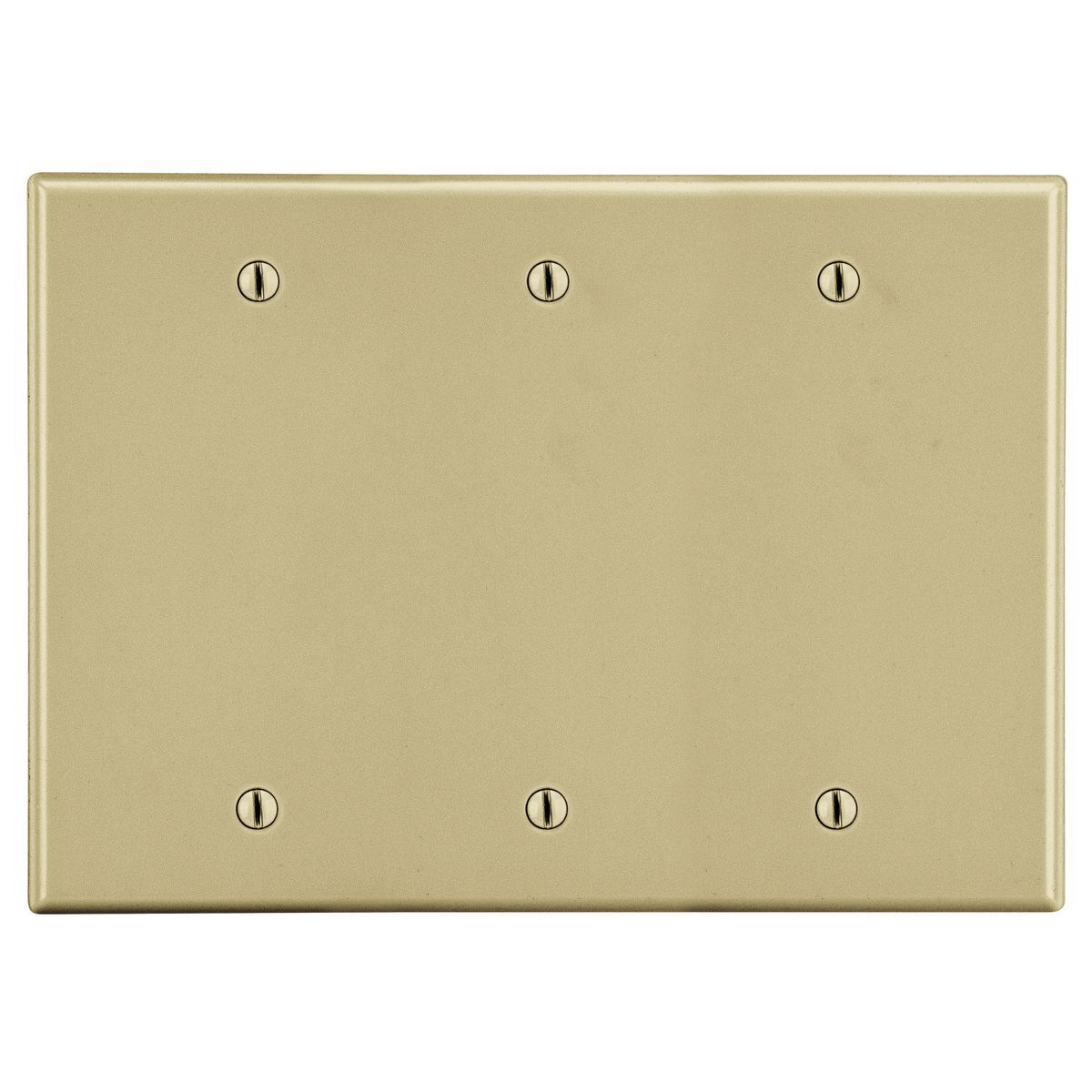 P33I Non-Metallic Standard Blank Wall Plate, 3 Gangs, 6.5 in W x 4.63 in H, Polycarbonate Thermoplastic, Ivory