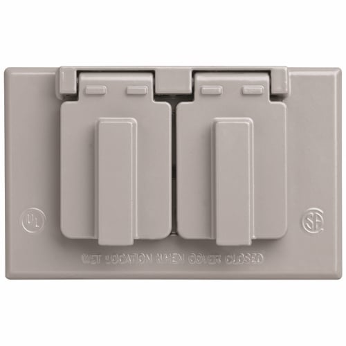 CA8GH Cast Weatherproof Cover Duplex Receptacle Horizontal, Gray