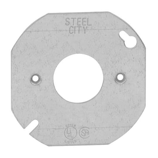 5401-LR Steel City Center Blanked Flat Box Cover, 4 in Dia, Steel