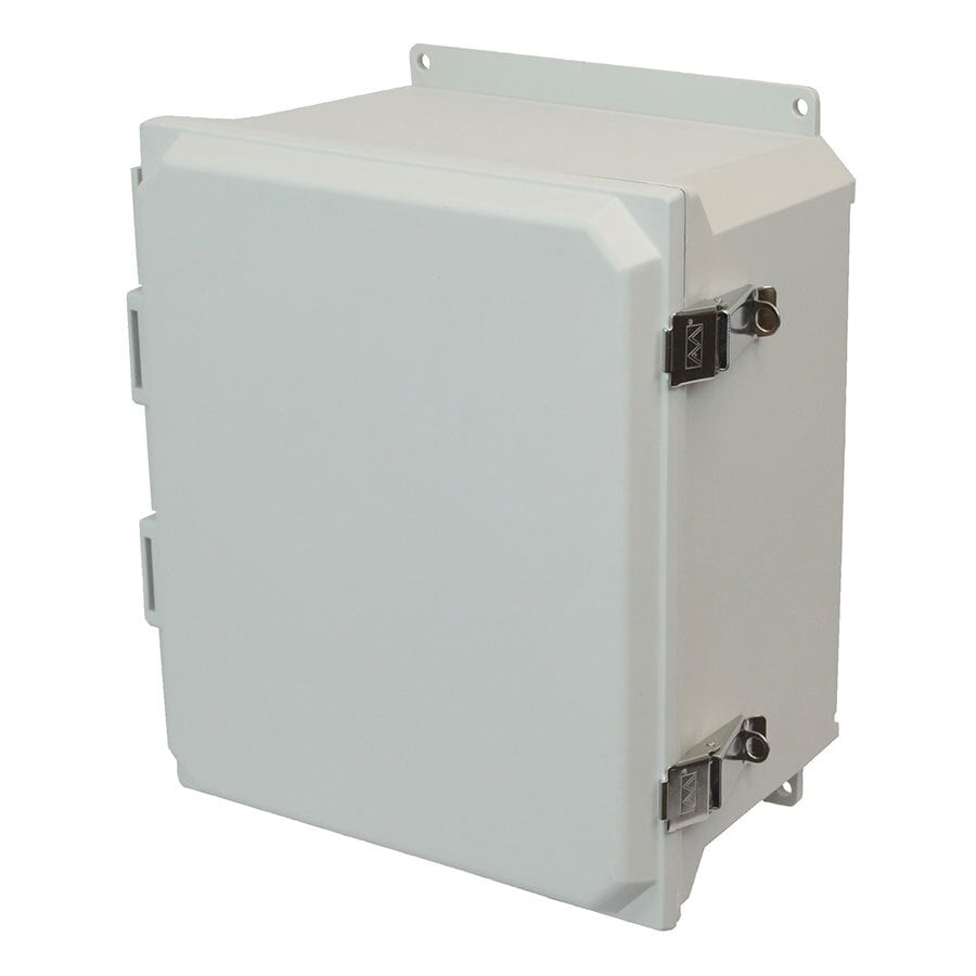AMU1860LF Ultraline JIC Size Junction Box With Flush, Cover, 18.12 in H x 16.34 in W x 10.13 in D, Hinged Solid/Opaque Cover, NEMA 4X NEMA Rating, ULTRAGUARD Fiberglass Reinforced Polyester/Thermoset