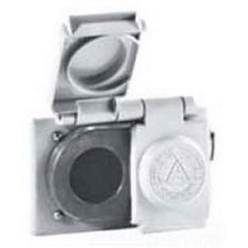 1 Gang Wet Location Duplex Receptacle Cover; 2-13/16 Inch Width x 1-5/32 Inch Depth x 4-9/16 Inch Height, Horizontal Mount, Copper-Free Aluminum