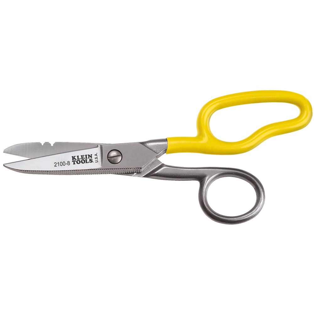 2100-8 Electricians Scissor, 1-7/8 in L of Cut, 6.313 in OAL, Pointed Tip, Stainless Steel Blade, Extended Comfort Grip Hand