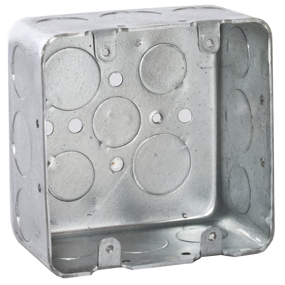 683 Switch Box, Steel, 30.3 cu-in Capacity, 2 Gangs, 2 Outlets, 17 Knockouts, 4 in H x 4 in W x 2.125 in D