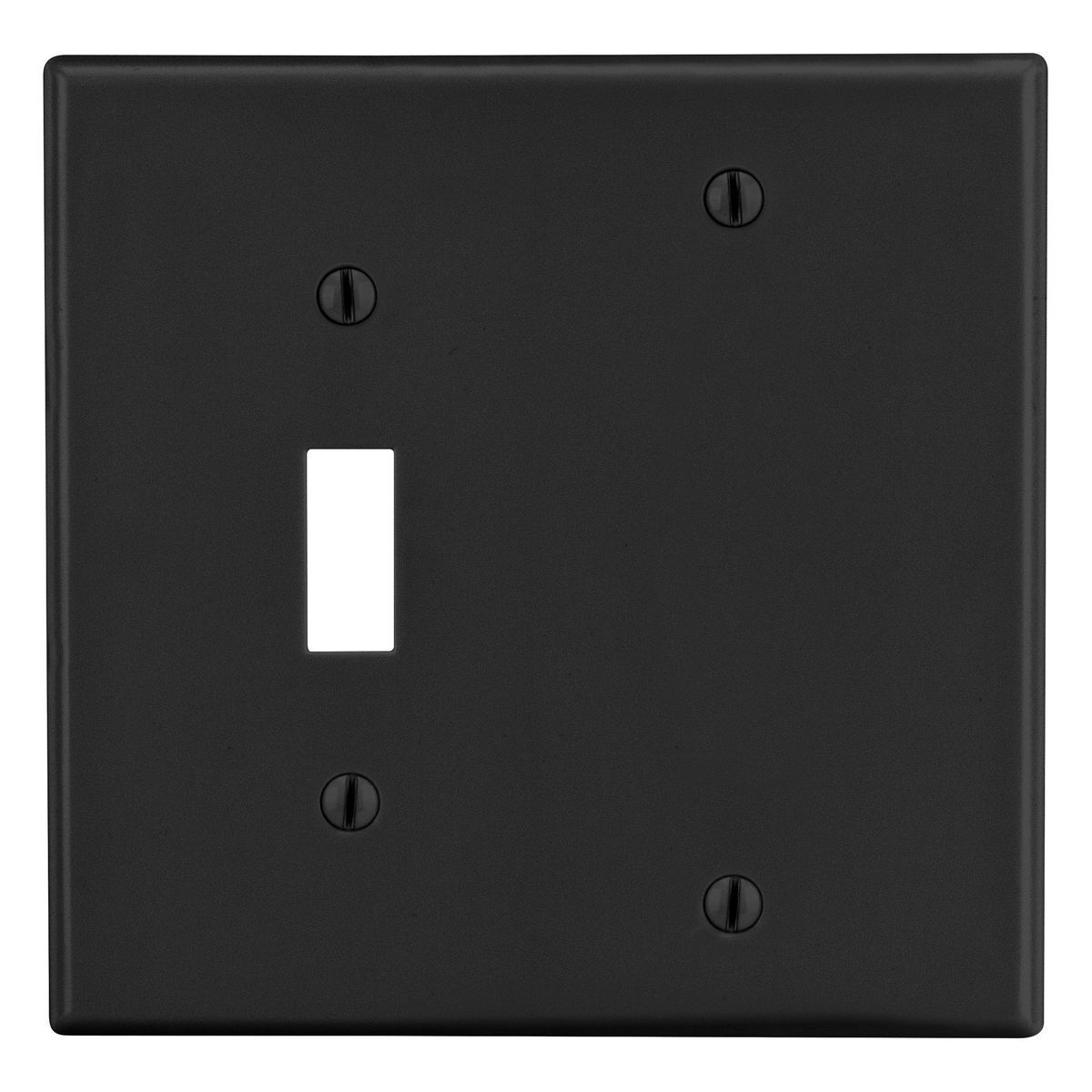 P113BK Non-Metallic Standard Wall Plate, 2 Gangs, 4.69 in W x 4.63 in H, Polycarbonate Thermoplastic, Black