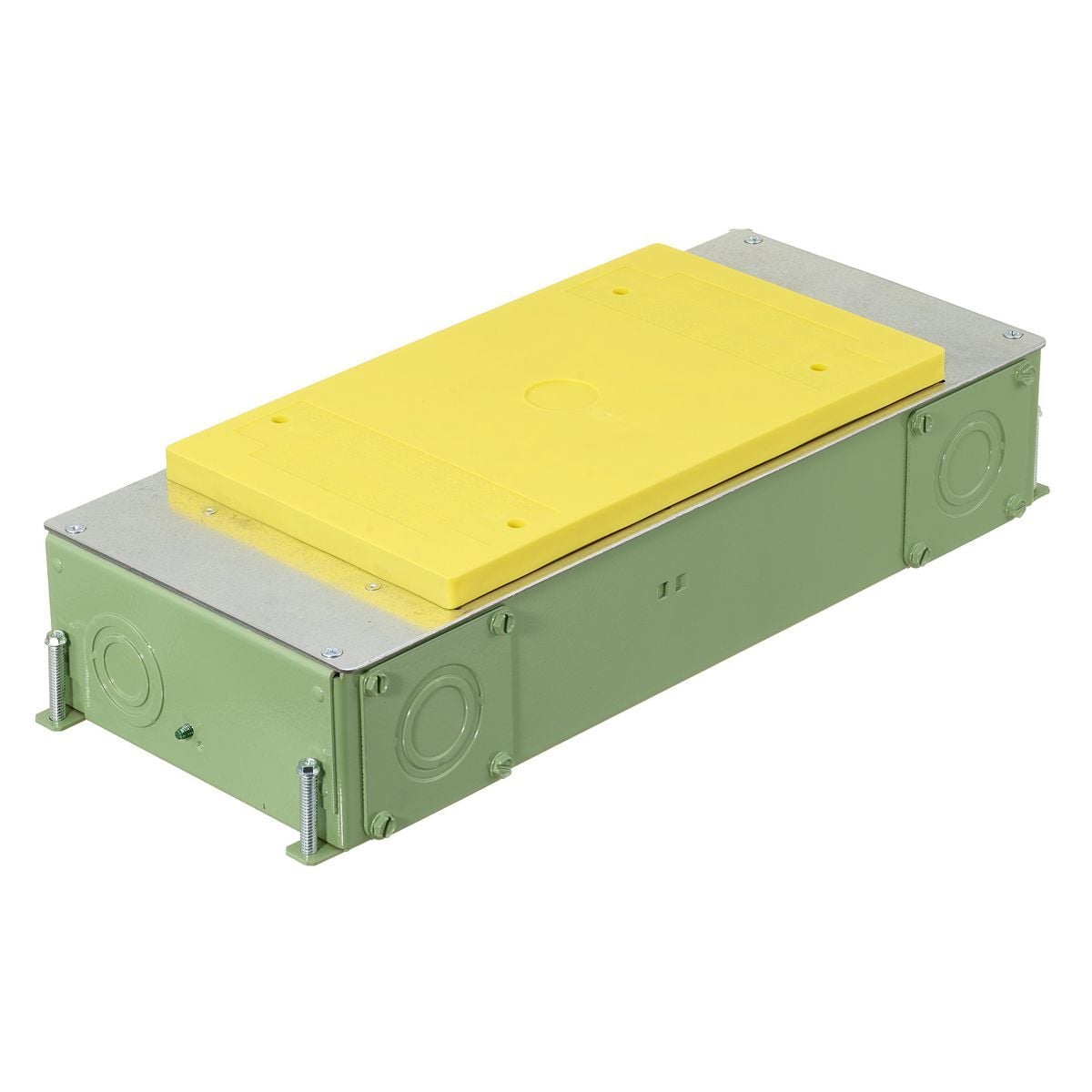 CFB2G30CRE SystemOne ETERNAL Recessed Floor Box, Stamped Steel, 56.5 cu-in Capacity, 2 Gangs, (10) Knockouts, 3 in H x 6.62 in W x 16.27 in L