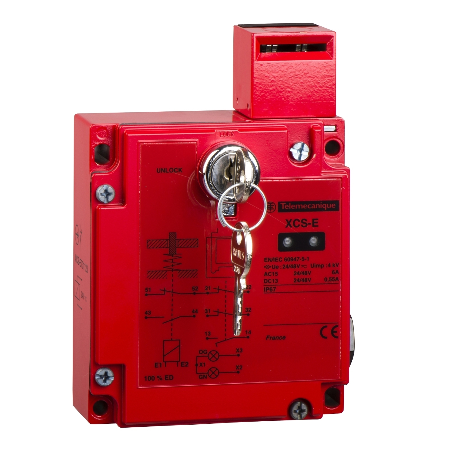 XCSE731127 Preventa Turret Head Safety Interlock Switch, 24/48 V AC, 6 A, 50/60 Hz, 10 VA Power Rating, 3 Poles