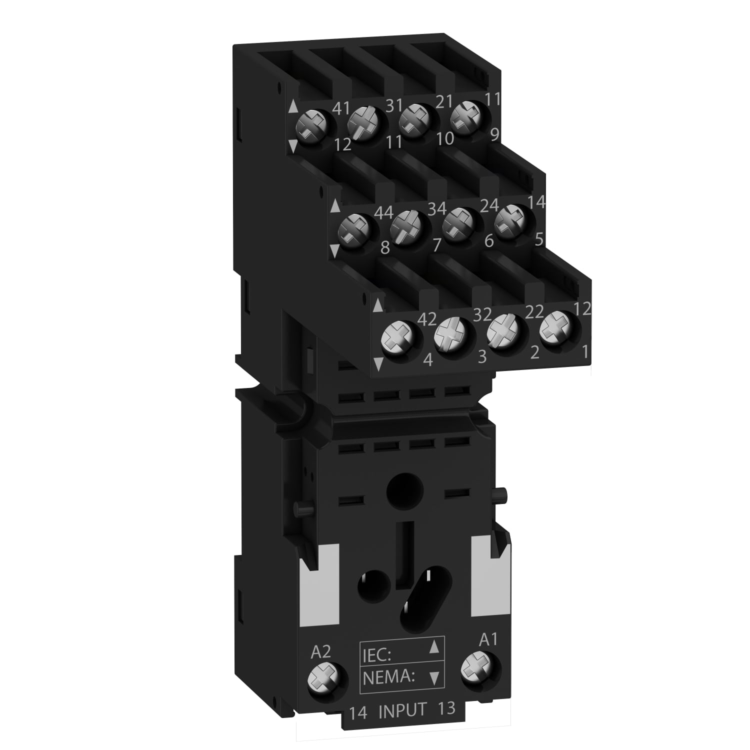 RXZE2S114M Zelio Relay Socket With Bus Jumper, 250 V AC, 5 to 10 A, For Use With RXM (4CO) Plug-In Relay, 14 Pin