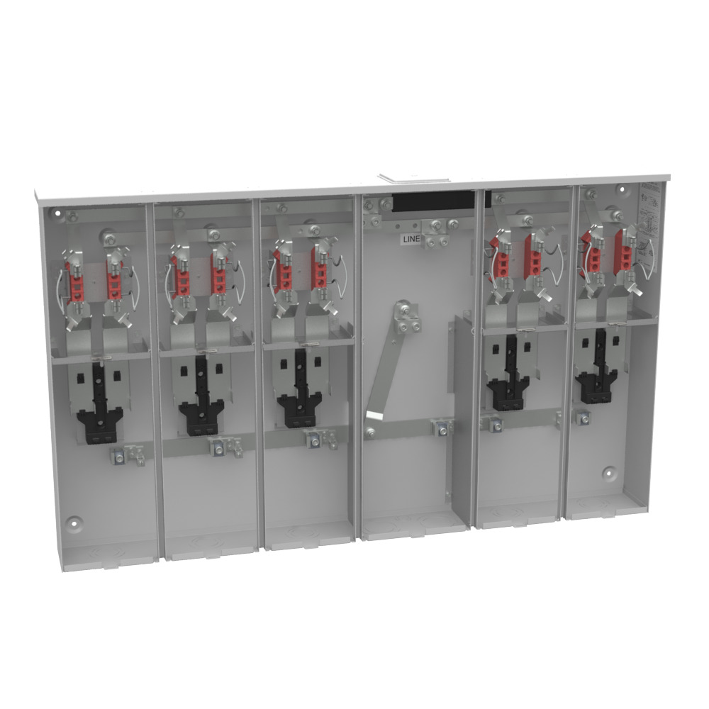 U5885-X-KK-K2-ALT Meter Socket with Main Breaker, 200 Amp, 1 Phase, Ringless, Horn, 4 Term, 5 Position, OH, UG, 240V