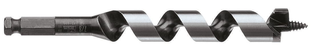 35-896 Heavy Duty Short Ship Auger Bit, 7/8 in Dia, 7-1/2 in OAL, 5 in L Helical Flute, 7/16 in Shank