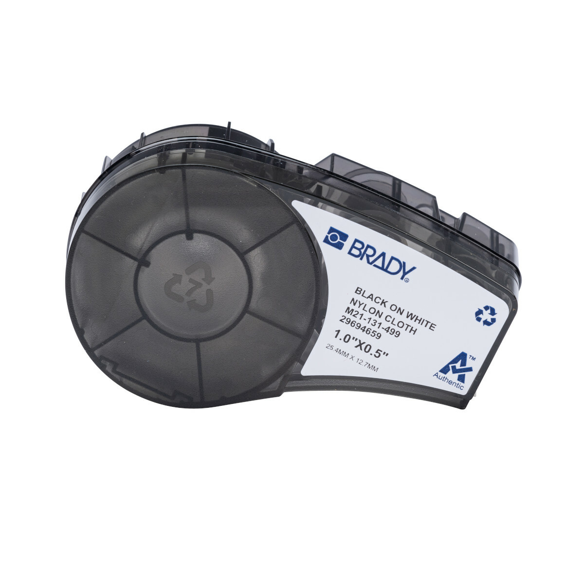 M21-131-499 Multi-Purpose Label, 1 in W, Black on White, Nylon Cloth