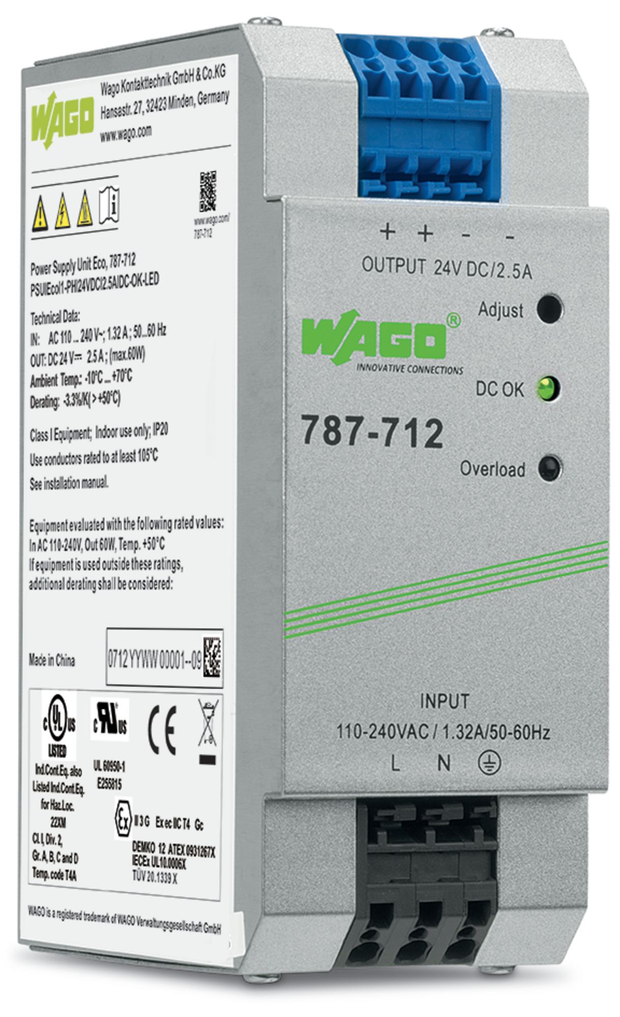 787-712 1-Phase, 373 V Input, 24 V DC Output, DIN Rail Mount