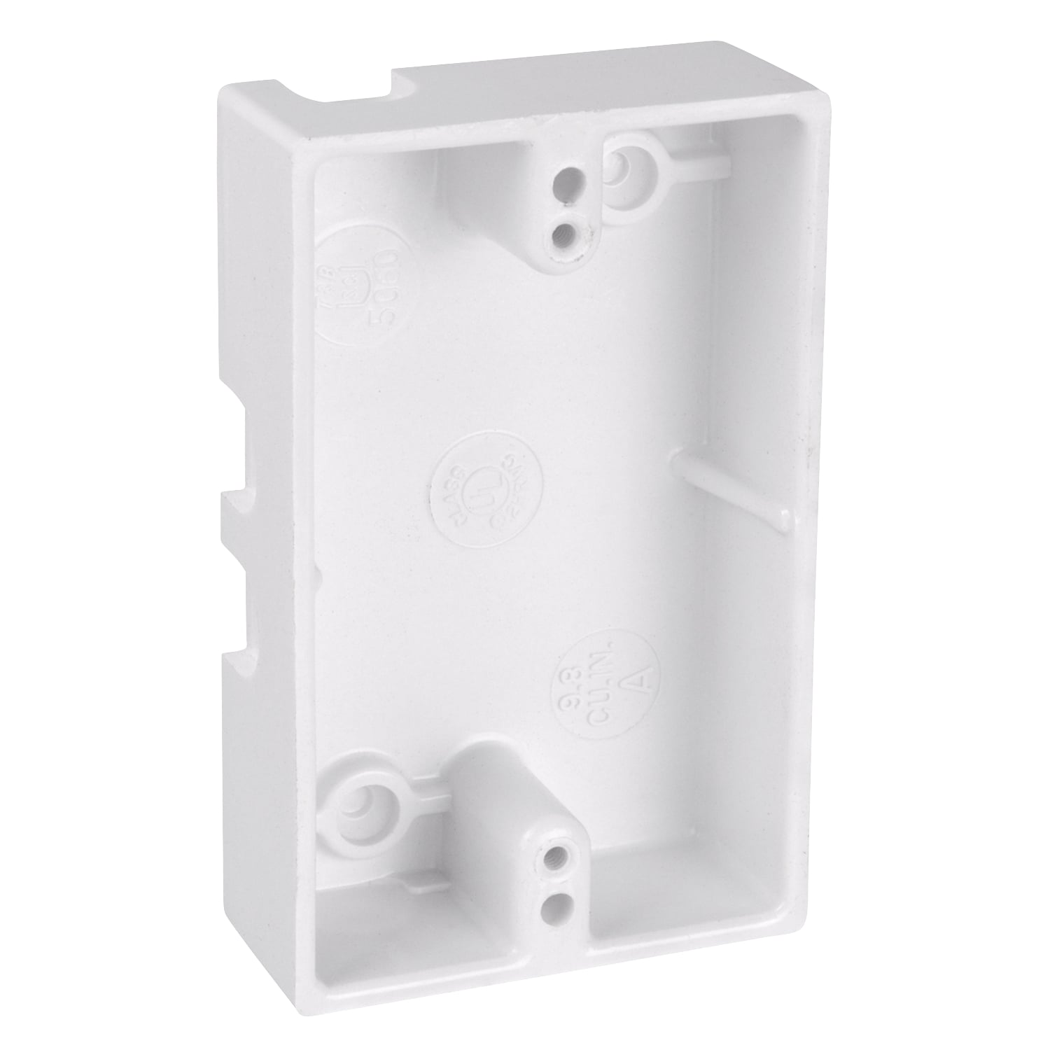 5060-WHITE Carlon Non-Metallic Utility Outlet Box, Urea, 9.8 cu-in Capacity, 1 Gangs, 4-1/2 in L x 2-3/4 in W x 1-1/8 in D